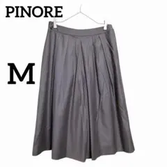 PINORE ピノーレ フレア ガウチョパンツ グレージュ M ゴム きれいめ