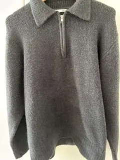 【ベストセラー】GU ダークグレー ハーフジップセーター
