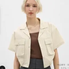 GU ジーユー ユーティリティショートシャツ 白 ナチュラル 半袖のサムネイル