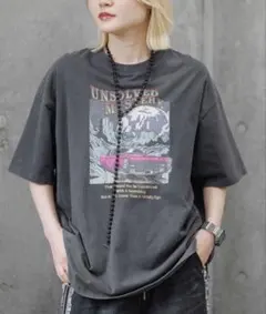 【PAGEBOY】カーロックプリント ヴィンテージ素材 スミクロ Tシャツ
