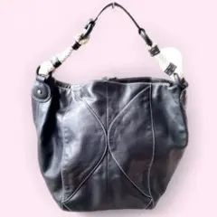 liz claiborne本革トートバッグ黒 編み込みハンドルA4対応