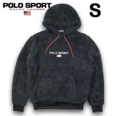 ポロスポーツ フリース パーカー メンズ ボア プルオーバー S 黒 新品