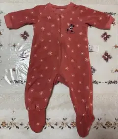 ユニクロ ミニーマウス刺繍フリースロンパース 70センチ