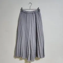 プリーツスカート M グレー 上品 ロング丈 きれいめ カジュアル 上品