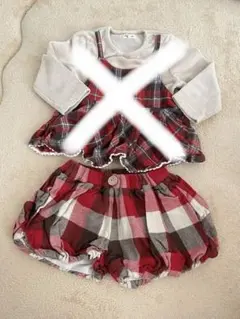 赤　チェック柄　ショートパンツ 80