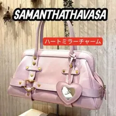 SAMANTHATHAVASA ピンク ハートミラー　レザーハンドバッグ　肩掛け