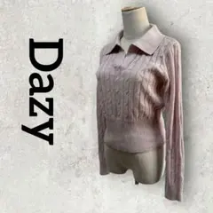 Dazy ポロニット 長袖 襟付きセーター 開襟 レディース (XL) ピンク