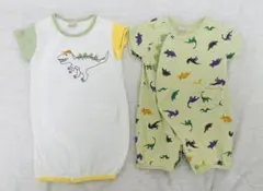 プティマイン 恐竜柄ロンパース2点セット