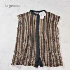 【新品】ジレ ベスト 重ね着 レイヤード バンドカラー ベージュ 黒 春夏