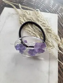 紫陽花 ドライフラワーレジンヘアゴム - メルカリ