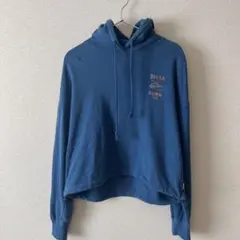 BILLABONG パーカー レディース M相ブルー バックプリント ショート丈