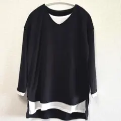 レイヤードデザイン 長袖トップス M 黒白のサムネイル