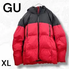 ジーユー　GU フード付き　中綿　 ダウンジャケット　ダウン　XL 赤/黒