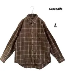 古着/Crocodile/クロコダイル/メンズ/チェック長袖ネルシャツ/サイズL