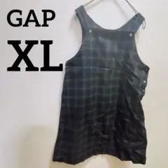 希少✨️GAP 【XL】ダークグリーン チェック柄 サロペット おしゃれ 古着
