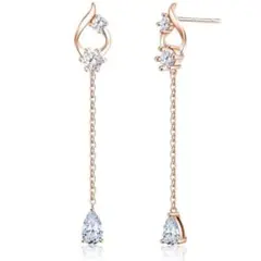 ピアス レディース 人気 上質ジルコニア ツイスト 揺れるシルバー925 k18