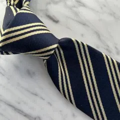 【新品】ネイビー×イエローレジメンストライプ