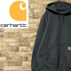 カーハート　パーカー　スウェット　刺繍ロゴ　裏起毛　ビッグシルエット　グレー　L