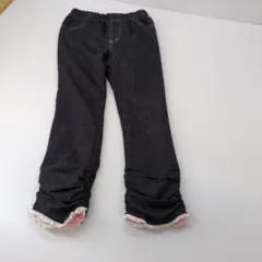 ダークグレー スリムフィットパンツ フリル付き　美品