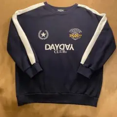 韓国ストリート 刺繍ロゴ スウェット ネイビー y2k 古着