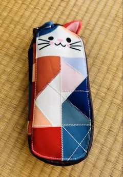 【未使用】ねこちゃんパッチワークペンケース 柔らかい手触り 限定風