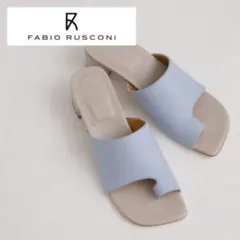 FABIO RUSCONI/羊革トングローヒールサンダル／サックスブルー37