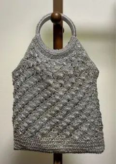 MIAN シルバー 編み込み トートバッグ