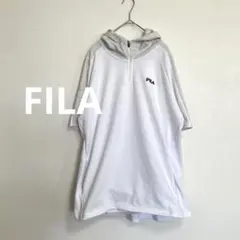 フィラ　FILA ハーフジップ半袖パーカー　フード付き　ホワイト　グレー　Oのサムネイル