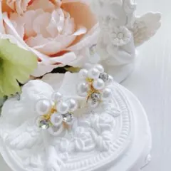 パール ジルコニア ピアス ブライダル 二次会 結婚式 韓国 高見え 上品