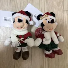 ディズニー　クリスマス　2025 ぬいぐるみバッジ　ミッキー　ミニー　新品タグ付