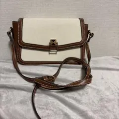 アイボリー/ブラウン ショルダーバッグ 中型