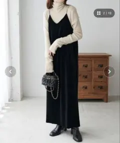 3時間限定価格❣️【美品】DISCOATキャミソール ロングワンピース ベロア素材