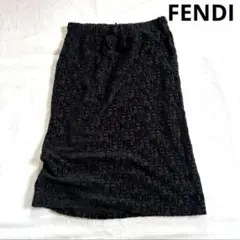 FENDI ズッカ柄　ロゴ　ベロア　スカート