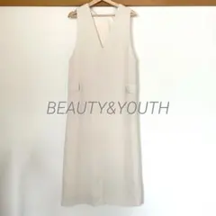 【美品】BEAUTY&YOUTH ダブルクロスジャンパースカート Mナチュラル