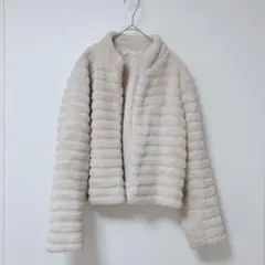M.deux ファーコート　ショート丈　アウター　毛皮　ファー　クリームベージュ