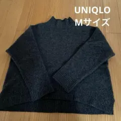 UNIQLO スフレヤーンモックネックセーター ダークグレー Mサイズ
