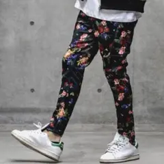 【訳あり未使用タグ付】グリムクラップ スウェットパンツ サルエル 花柄 薔薇 黒