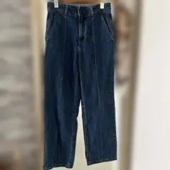 GUハイウエスト ダークブルーデニム パンツ