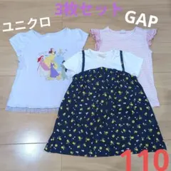 ディズニープリンセスT ボーダーT レモン柄チュニック3点セット 110