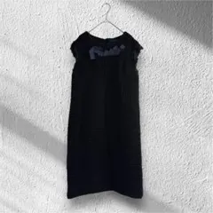 美品PGG PEARLYGATES総柄ノースリーブハイネックワンピース0ネイビー