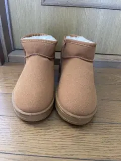 オレンジ スエード ショートブーツ