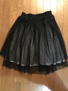 チュールスカート　黒　リバーシブル　ボーダー