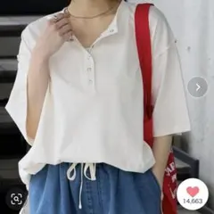 mono-mart ヘンリーネック ドロップショルダーオーバーサイズ半袖Tシャツのサムネイル