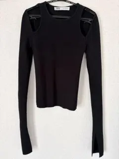 ZARA ブラックリブニット Sサイズ