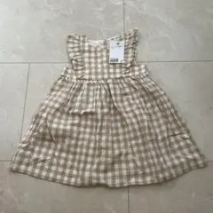 H&M ギンガムチェック ノースリーブワンピース 85-90cm