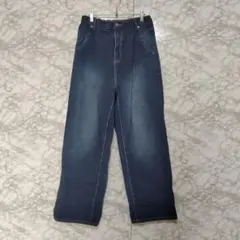 アンティカ タックワイドデニム パンツ ワイド ストレート 濃紺 ハイウエスト