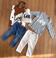 4点セット LEE キッズ デニム ロンT ニット帽 90 100 グレー