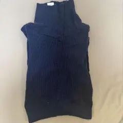 ネイビー リブ編み タートルネックセーター Mサイズ