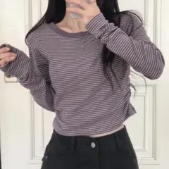 ストライプバイカラー長袖Tシャツのサムネイル