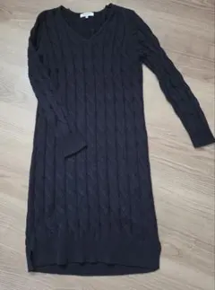GLOBAL WORK ケーブル編みロングニットワンピース M